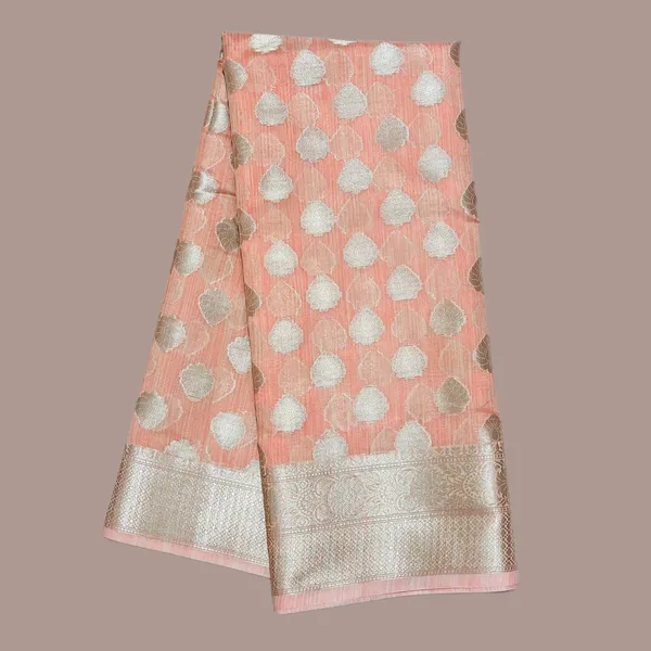 Pink_Polka_Dot_With_Silver_Border_Silk_Saree_For_Women