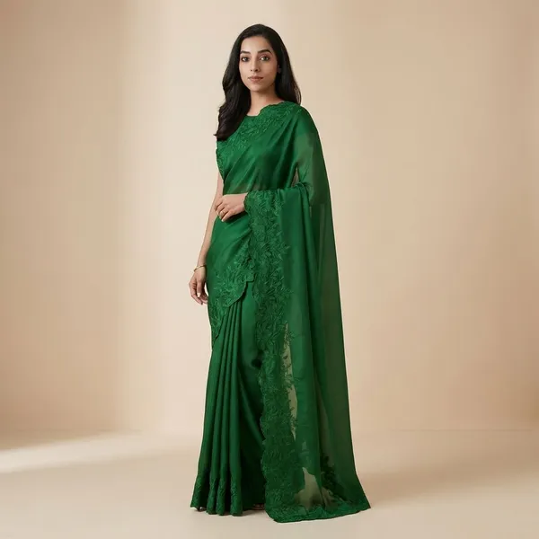 Elegant_Green_Embroidered_With_Blouse_Piece_Silk_Saree_For_Women