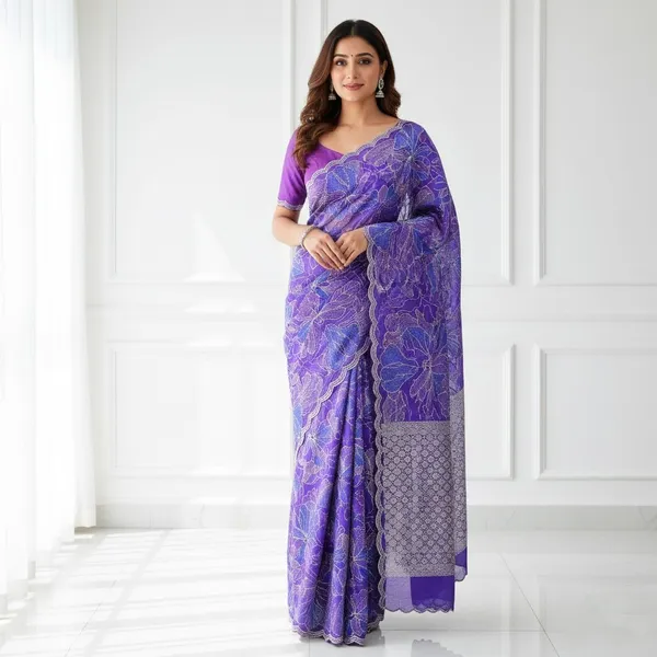 Purple_Embroidered_Fabric_With_Silver_Floral_Design_And_Scalloped_Border_Silk_Saree_For_Women