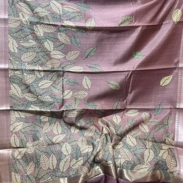 Dusty_Rose_Pink_Printed_Leaf_Pattern_Chanderi_With_Blouse_Silk_Saree_For_Women
