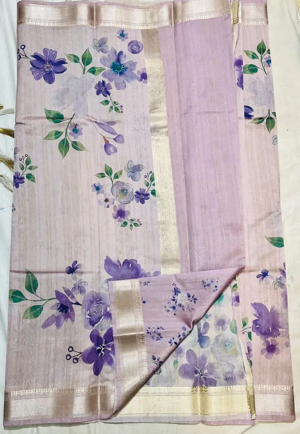 Pastel_Pink_Floral_Printed_Organza_With_Golden_Border_Silk_Saree_For_Women