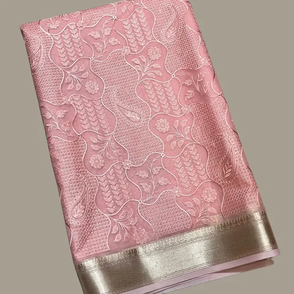Pink_With_Floral_Embroidery_And_Silver_Border_Silk_Saree_For_Women
