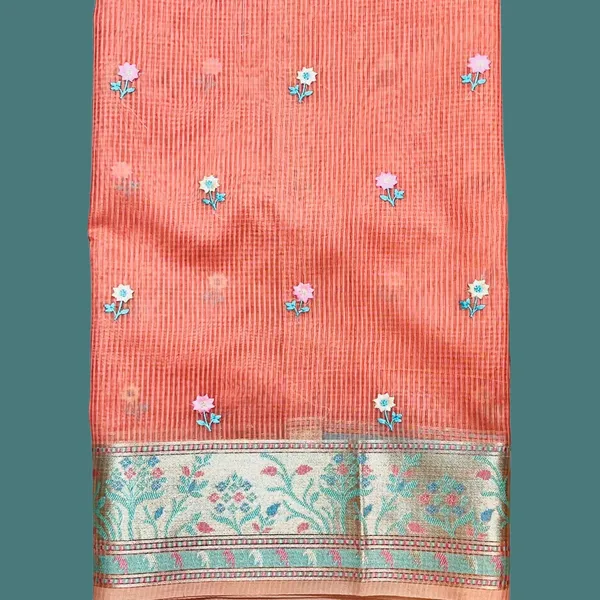 Coral_Textured_With_Floral_Embroidery_And_Designer_Border_Silk_Saree_For_Women