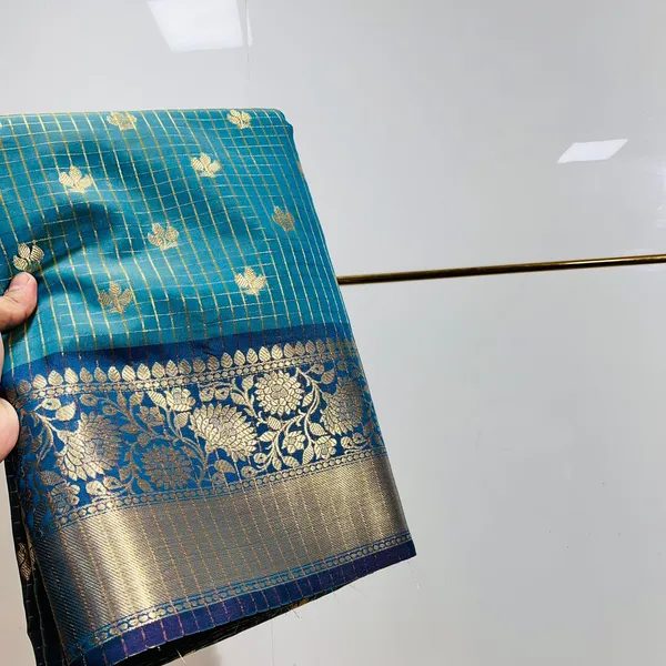 Turquoise_Blue_Kanjivaram_With_Golden_Zari_Work_And_Rich_Border_Silk_Saree_For_Women