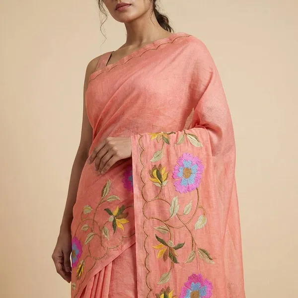 Pink_Embroidered_Fabric_With_Floral_Design_Silk_Saree_For_Women