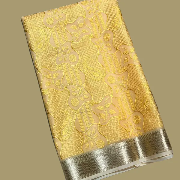 Yellow_Traditional_South_Indian_Kanchipuram_With_Golden_Zari_Border_Silk_Saree_For_Women