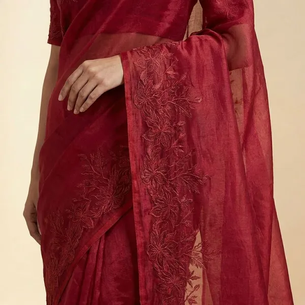 Red_Elegant_With_Embroidered_Floral_Border_Silk_Saree_For_Women