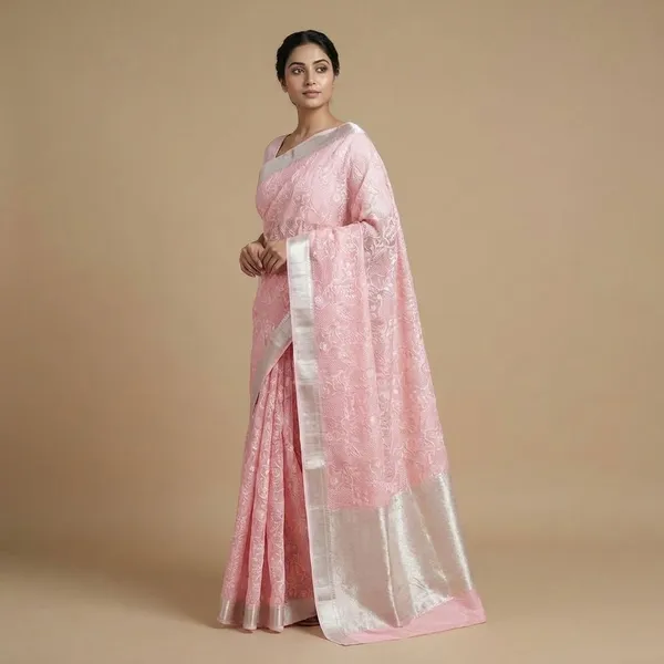 Golden_Elegant_Embroidered_With_Border_Silk_Saree_For_Women