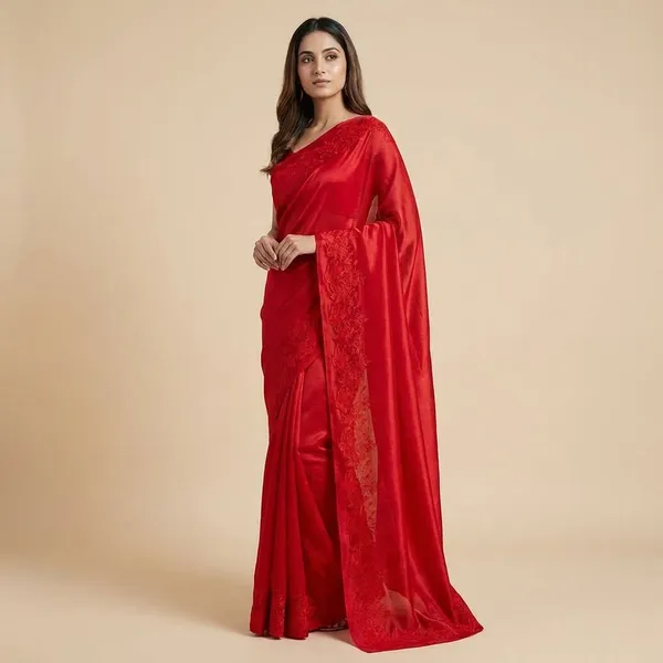 Red_Vibrant_With_Floral_Jacquard_Work_Silk_Saree_For_Women