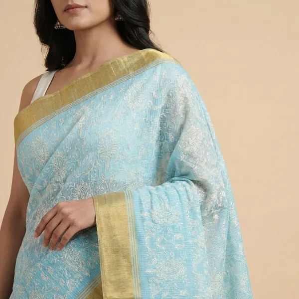 Sky_Blue_Banarasi_With_Golden_Border_Silk_Saree_For_Women
