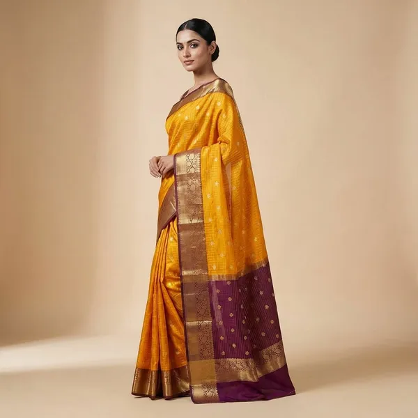 Golden_Yellow_Traditional_With_Zari_Border_Silk_Saree_For_Women
