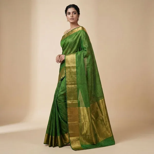 Green_Traditional_Zari_Border_Silk_Saree_For_Women