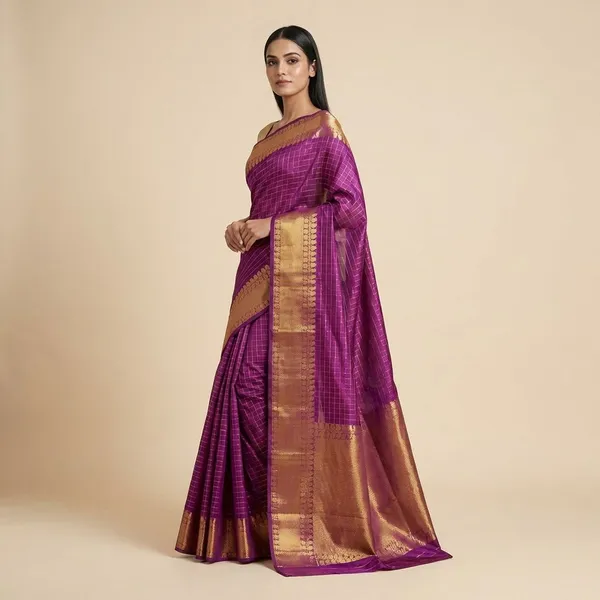 Purple_With_Golden_Zari_Border_And_Traditional_Design_Silk_Saree_For_Women