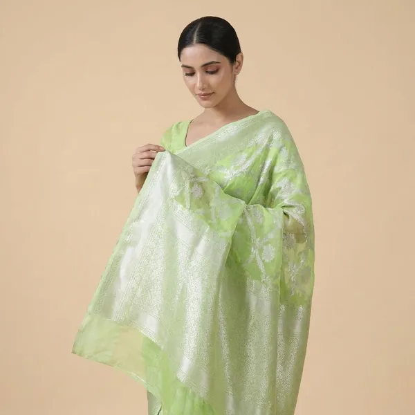 Green_Banarasi_With_Floral_Motifs_Silk_Saree_For_Women