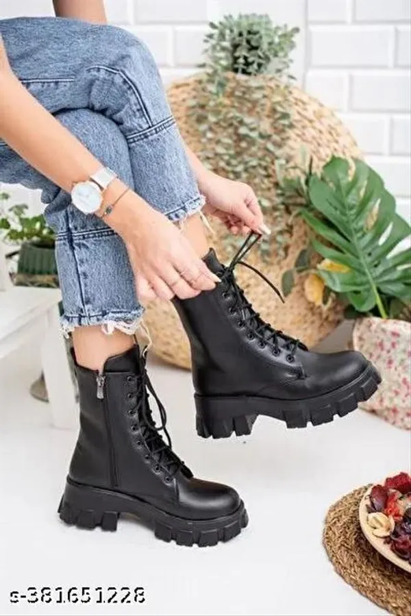 Black_Synthetic_Ankle_Boot_For_Women