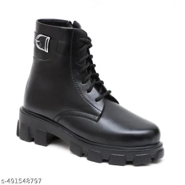 Black_Synthetic_Ankle_Boot_For_Women