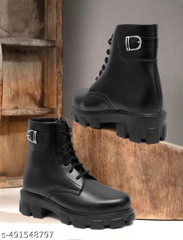 Black_Synthetic_Ankle_Boot_For_Women