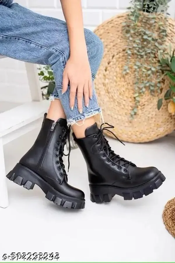Black_Synthetic_Ankle_Boot_For_Women