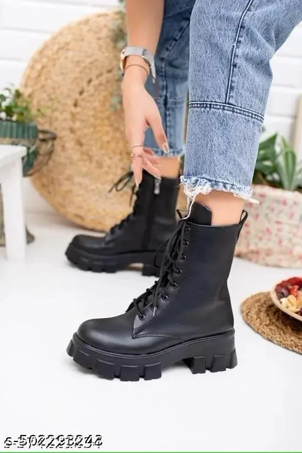 Black_Synthetic_Ankle_Boot_For_Women