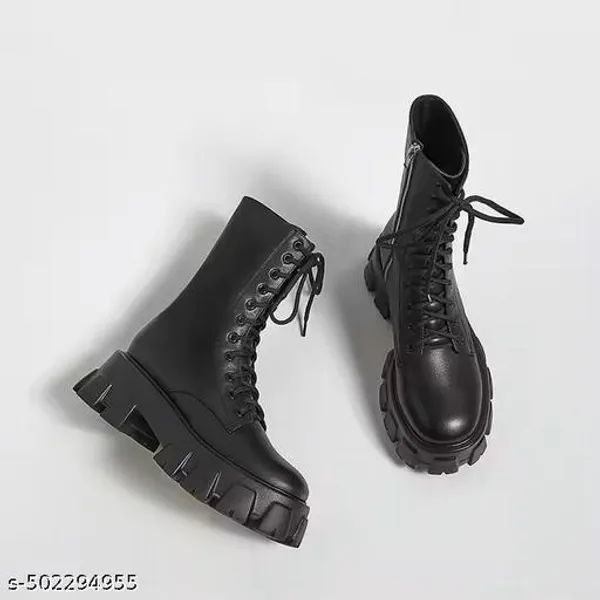 Black_Synthetic_Ankle_Boot_For_Women