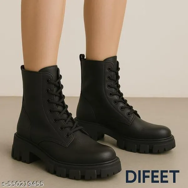 Black_Synthetic_Ankle_Boot_For_Women