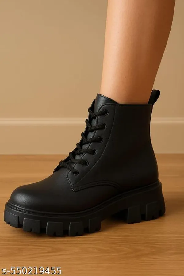 Black_Synthetic_Ankle_Boot_For_Women