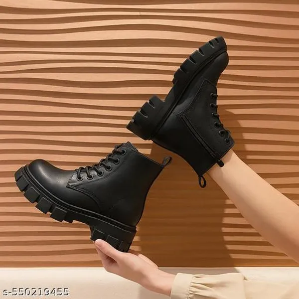 Black_Synthetic_Ankle_Boot_For_Women
