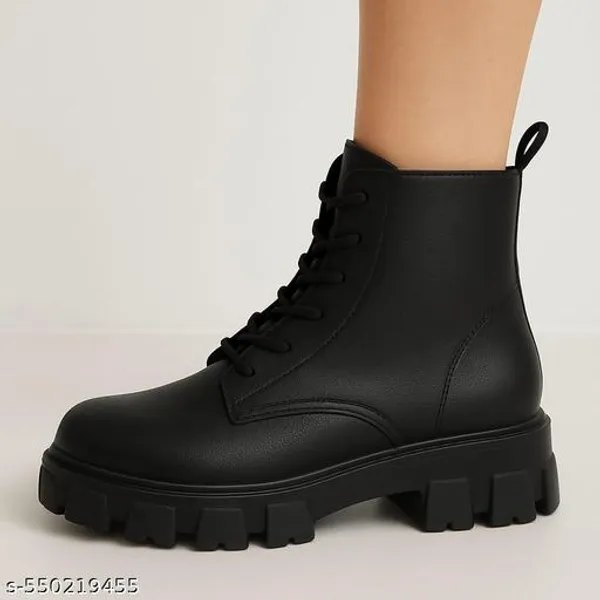 Black_Synthetic_Ankle_Boot_For_Women