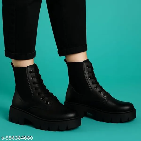 Black_Synthetic_Ankle_Boot_For_Women