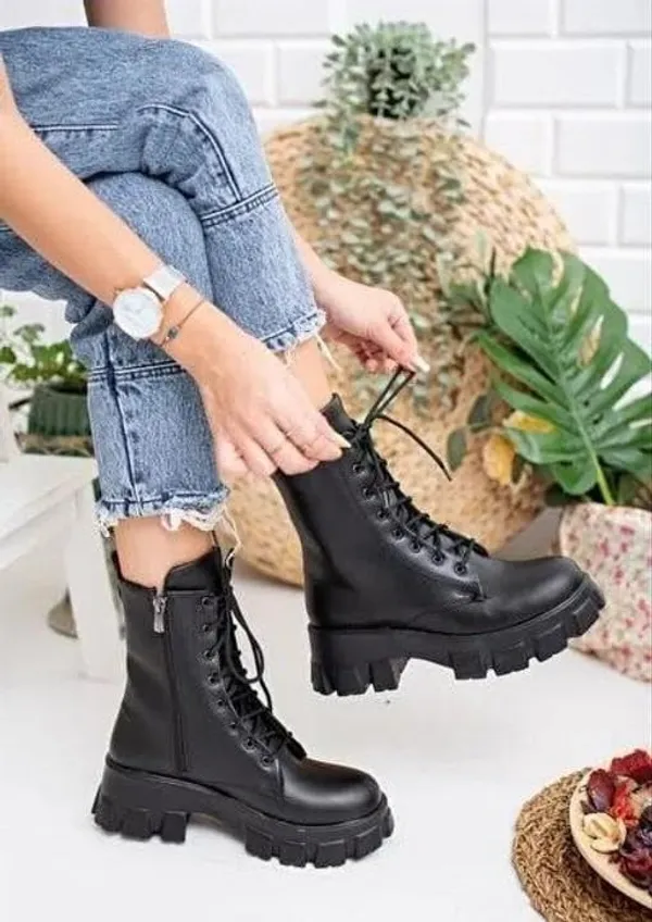 Black_Synthetic_Ankle_Boot_For_Women