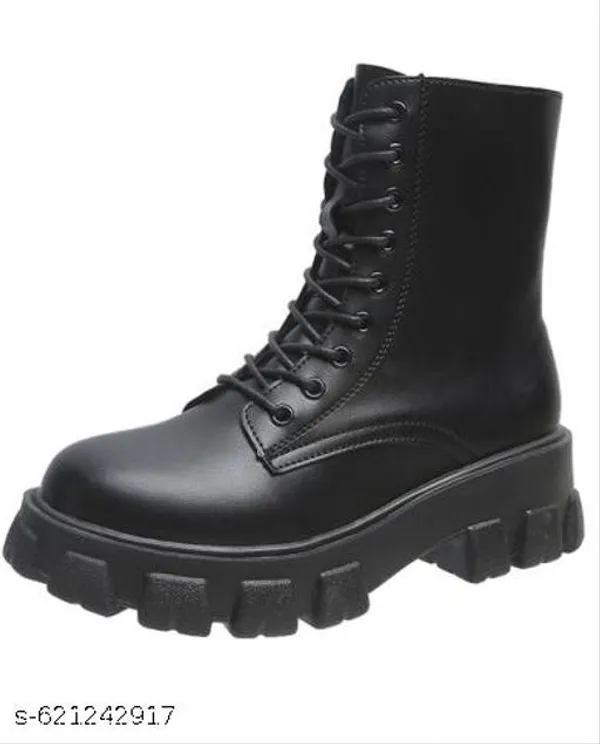 Black_Synthetic_Ankle_Boot_For_Women