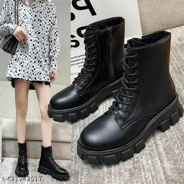 Black_Synthetic_Ankle_Boot_For_Women