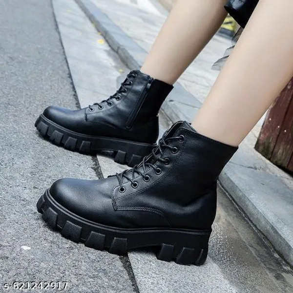 Black_Synthetic_Ankle_Boot_For_Women