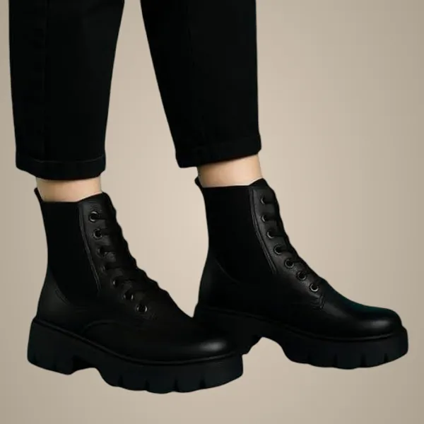 Black_Synthetic_Ankle_Boot_For_Women
