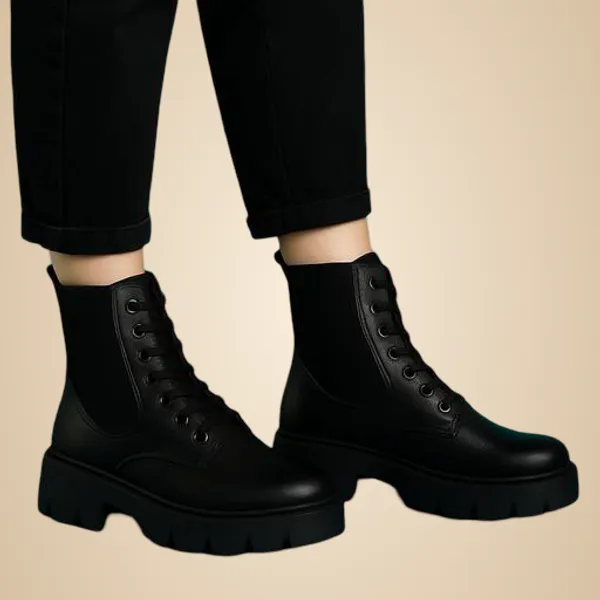 Black_Synthetic_Ankle_Boot_For_Women