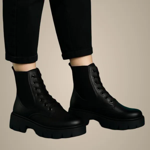 Black_Synthetic_Ankle_Boot_For_Women
