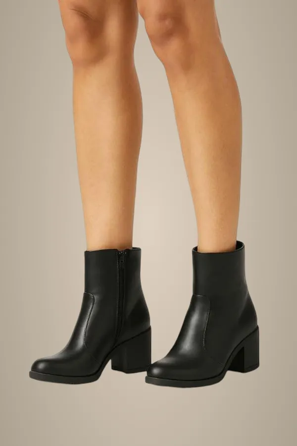 Black_Synthetic_Ankle_Boot_For_Women