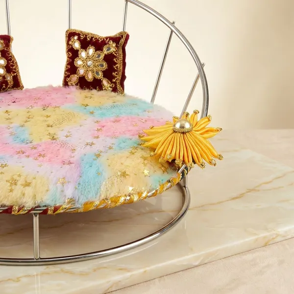 Handcrafted_Miniature_Decorative_Doll_Bed_With_Floral_Mattress_Cushions_For_Pooja_Decor