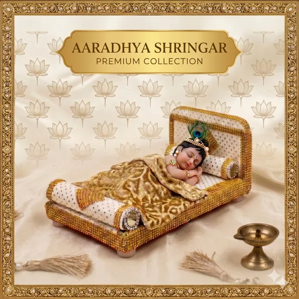 Handcrafted_Beaded_LADDU_GOPAL_Bed_With_Dotted_Cushioning_For_Pooja_Decor