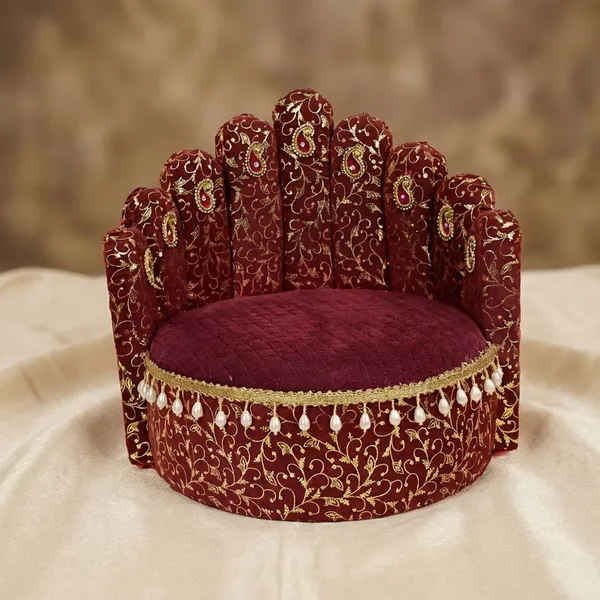 Royal_Maroon_Pet_Bed_With_Golden_Paisley_Design_High_Scalloped_Back_For_Pooja_Decor