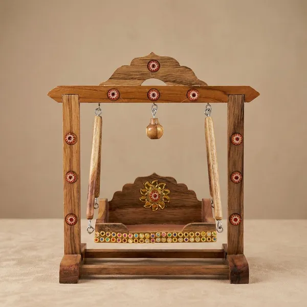 Handcrafted_Wooden_Decorative_Jhula_Swing_With_Traditional_Design_For_Pooja_Decoration