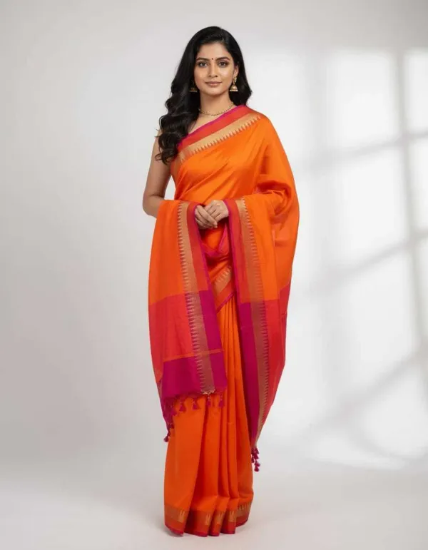 Temple_Border_Pure_Cotton_Saree_For_Women_With_Blouse