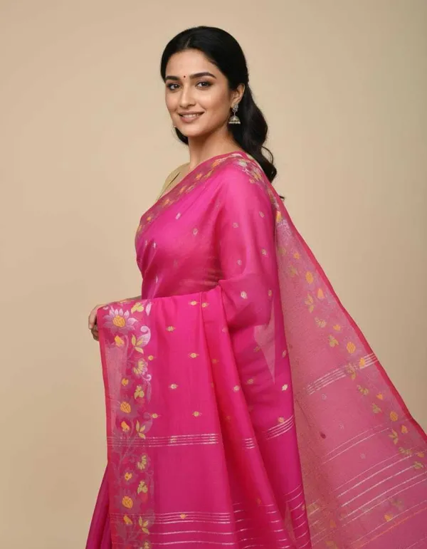Floral_Desing_Premium_Quality_Cotton_Slik_Saree_for_Women_With_Blouse_Piece