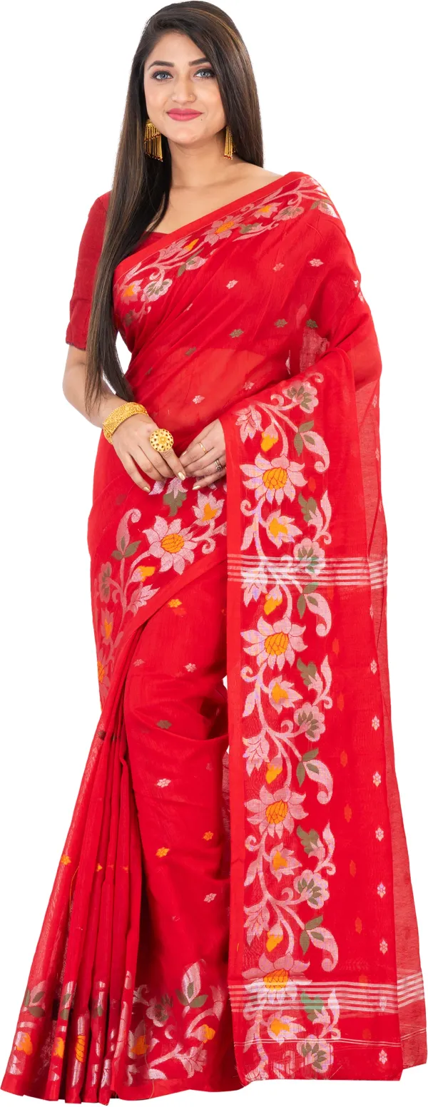 Floral_Desing_Premium_Quality_Cotton_Slik_Saree_for_Women_With_Blouse_Piece