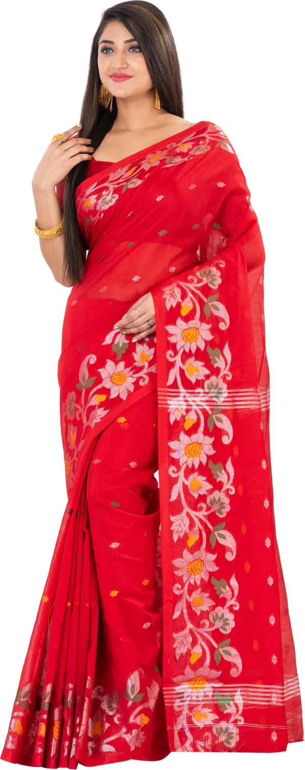 Floral_Desing_Premium_Quality_Cotton_Slik_Saree_for_Women_With_Blouse_Piece