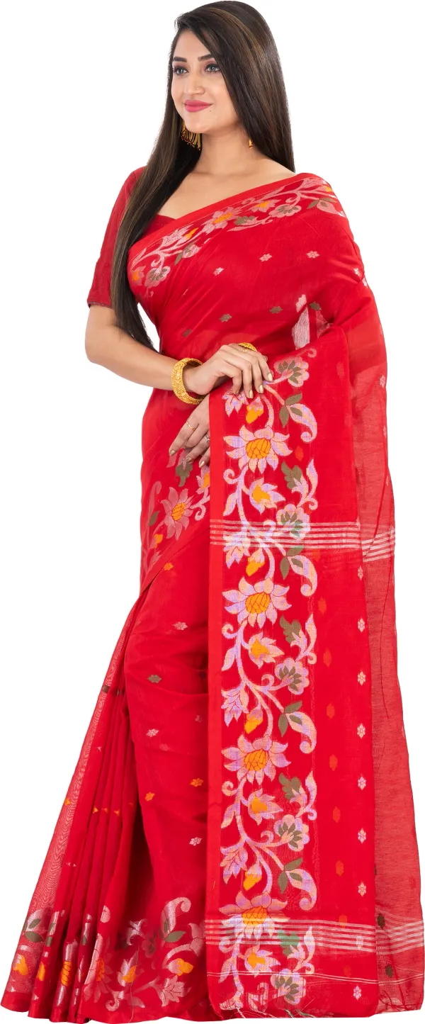 Floral_Desing_Premium_Quality_Cotton_Slik_Saree_for_Women_With_Blouse_Piece