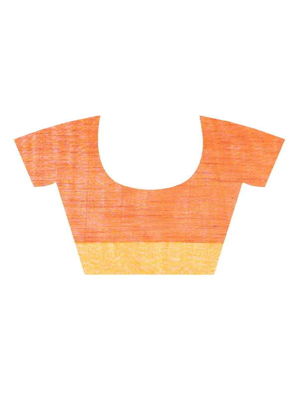 Blue_And_Orange_Handloom_Premium_Quality_Khadi_Ball_Saree_With_Running_Blouse