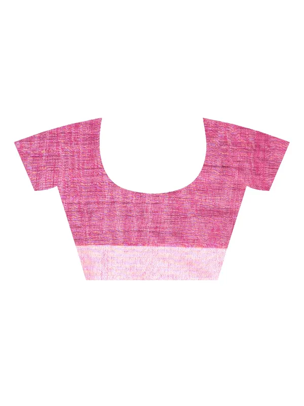 Blue_And_Pink_Handloom_Premium_Quality_Khadi_Ball_Saree_With_Running_Blouse
