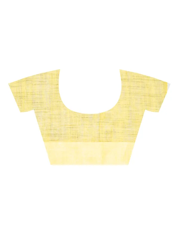 Blue_And_Yellow_Handloom_Premium_Quality_Khadi_Ball_Saree_With_Running_Blouse