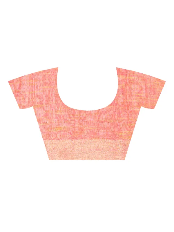 Orange_And_Pink_Handloom_Premium_Quality_Khadi_Ball_Saree_With_Running_Blouse